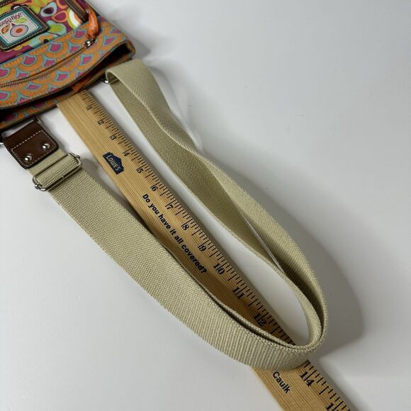 Lily Bloom Crossbody Purse Shoulder Bag 2 Tone Floral Leather Accent Flap Pocket - Picture 12 of 16